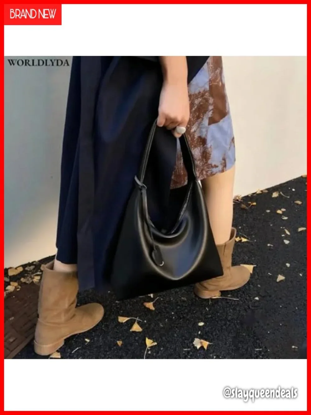 Vegan Leather Slouchy Hobo Purse Crescent Tote Shoulder Bag